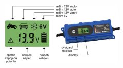 COMPASS 07146 Nabíječka mikroprocesor 4Amp 6/12V PB/GEL LCD display